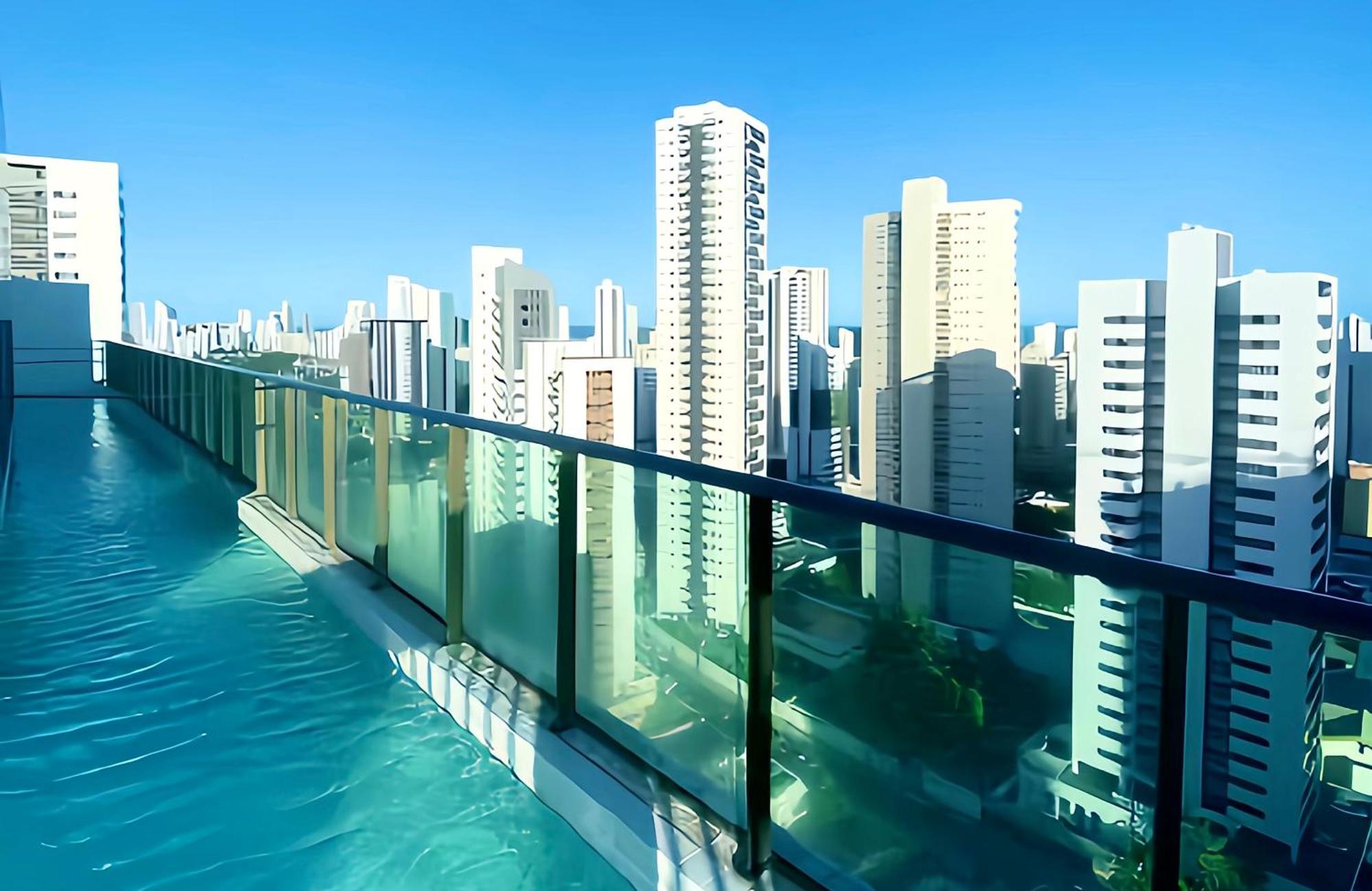 Flat Piscina No Rooftop Aluguel Temporada Em เฮซิเฟ ภายนอก รูปภาพ